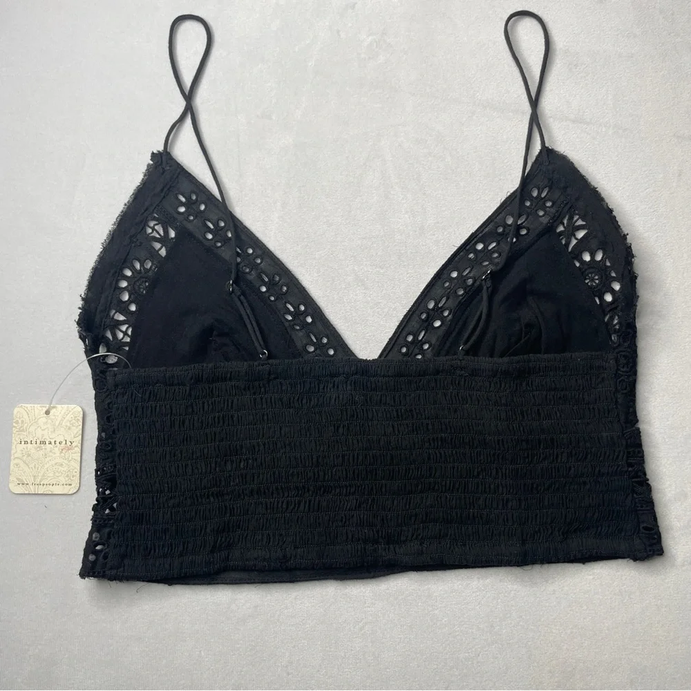 Free People Intimately Carrie Embroidered V-Neck Bralette In Black Size Large - Picture 5 of 8